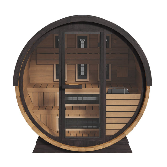 Finnmark 4-Person Hybrid Outdoor Infrared & Traditional Cedar Barrel Sauna | FD-6