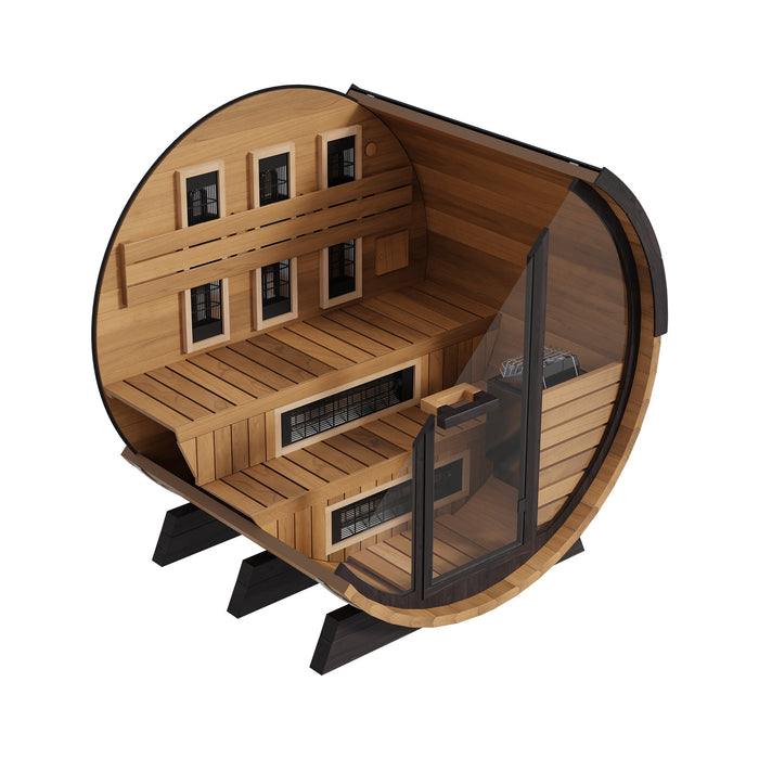 Finnmark 4-Person Hybrid Outdoor Infrared & Traditional Cedar Barrel Sauna | FD-6