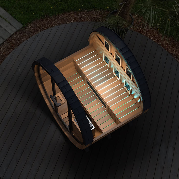 Finnmark 4-Person Hybrid Outdoor Infrared & Traditional Cedar Barrel Sauna | FD-6