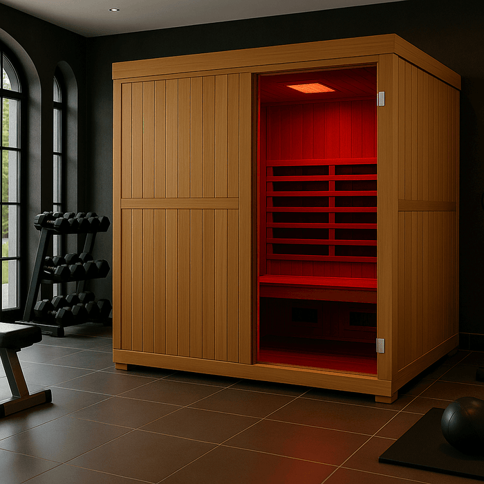 Finnmark FD-5 Trinity 4-Person Hybrid Indoor Infrared & Traditional Steam Sauna + Red Light Therapy | FD-KN005