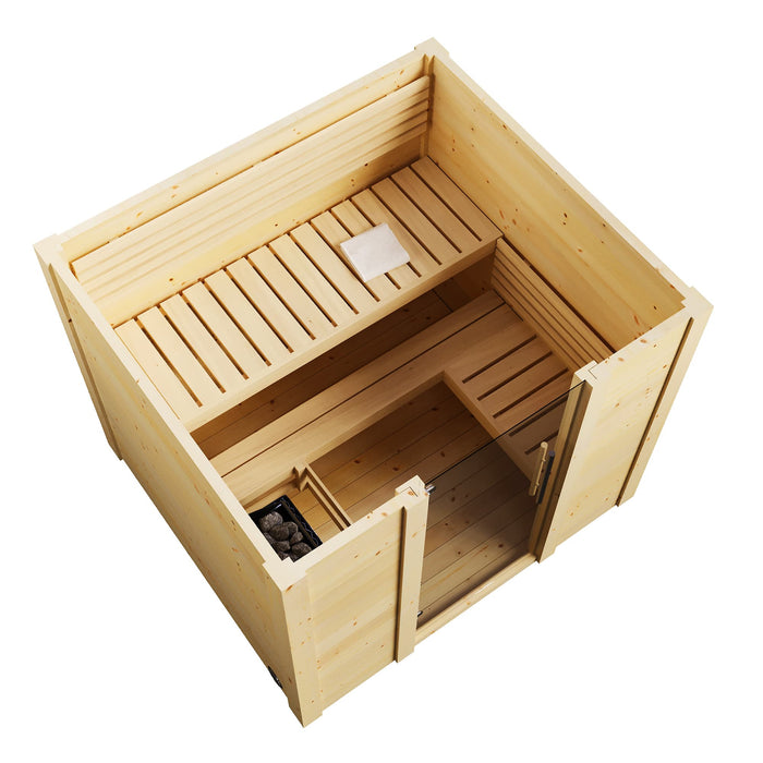 SaunaLife 4-Person Outdoor Traditional Cabin Sauna | Model G2