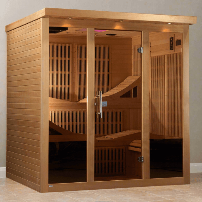 Golden Designs Monaco 6-person Near Full Spectrum Indoor Infrared Sauna + Red Light Therapy | GDI-6996-01