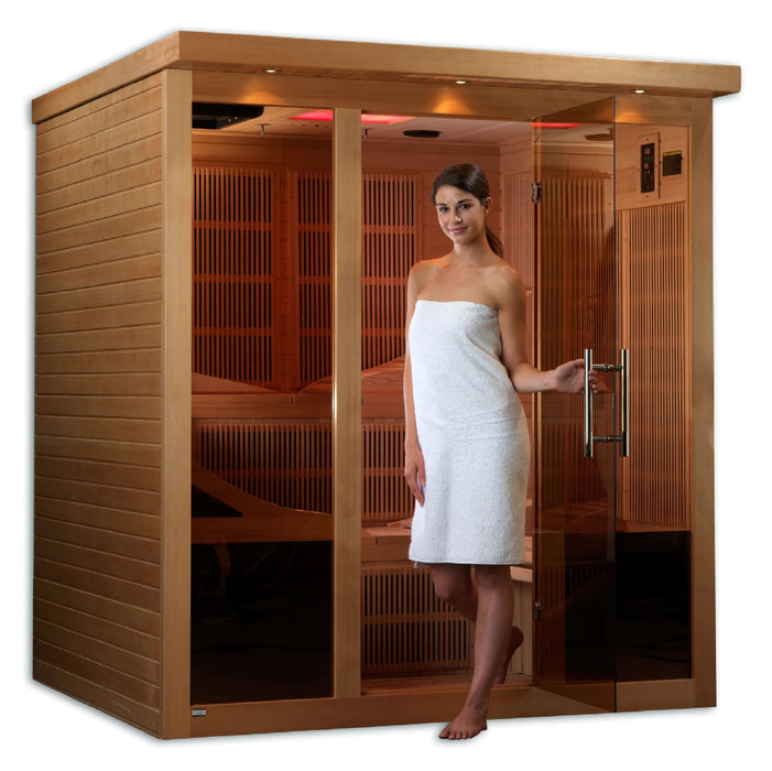 Golden Designs Monaco 6-person Near Full Spectrum Indoor Infrared Sauna + Red Light Therapy | GDI-6996-01