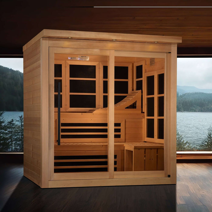 Golden Designs 6-Person Near Zero EMF FAR Indoor Infrared Sauna + Red Light Therapy | GDI-6996-02