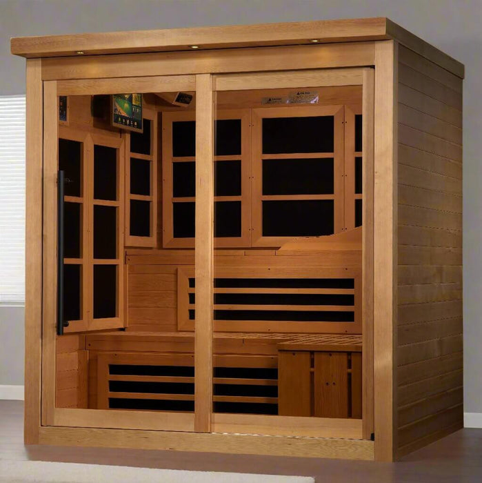 Golden Designs 6-Person Near Zero EMF FAR Indoor Infrared Sauna + Red Light Therapy | GDI-6996-02