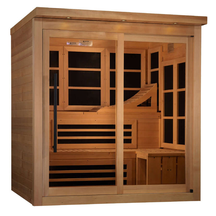 Golden Designs 6-Person Near Zero EMF FAR Indoor Infrared Sauna + Red Light Therapy | GDI-6996-02