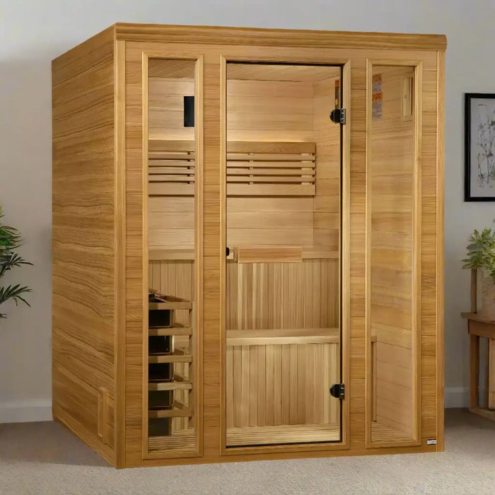 Golden Designs Engelberg 6-Person Indoor Sauna & Harvia Traditional Electric Heater Kit | GDI-7060-01