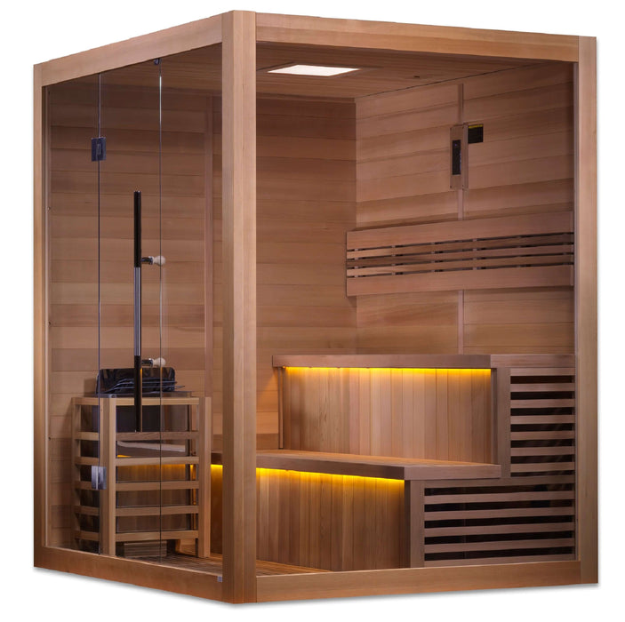 Golden Designs Kuusamo 6-Person Indoor Traditional Sauna Kit + Red Light Therapy | GDI-7206-01