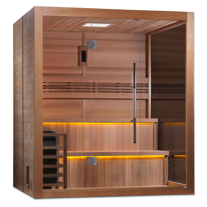 Golden Designs Kuusamo 6-Person Indoor Traditional Sauna Kit + Red Light Therapy | GDI-7206-01