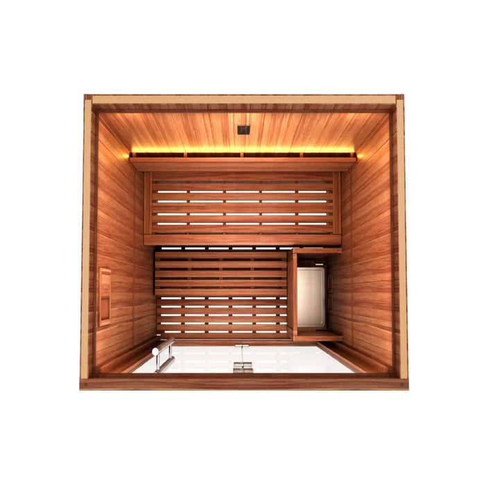 Golden Designs Sundsvall 2-Person Indoor Sauna & Harvia Traditional Electric Heater Kit | GDI-7289-02