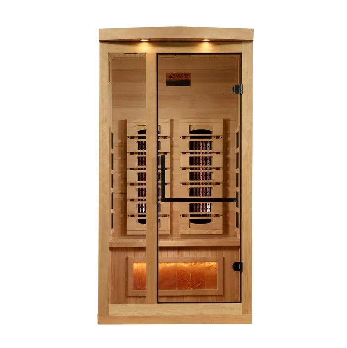 Golden Designs 1-2 Person Full Spectrum Near Zero EMF Indoor Infrared Sauna + Red Light Therapy & Himalayan Salt Bar | GDI-8010-03