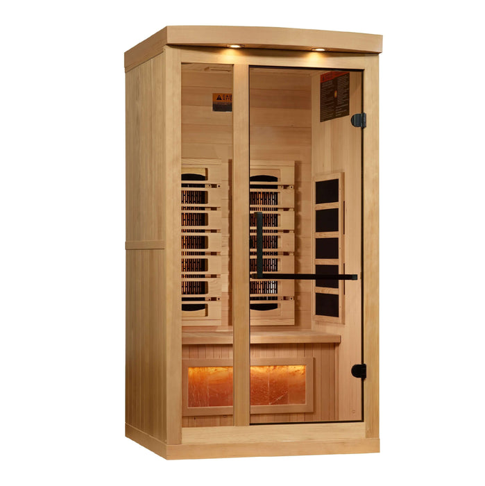 Golden Designs 1-2 Person Full Spectrum Near Zero EMF Indoor Infrared Sauna + Red Light Therapy & Himalayan Salt Bar | GDI-8010-03