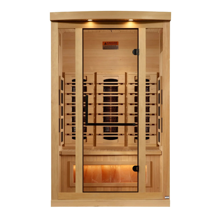 Golden Designs 2-Person Full Spectrum Near Zero EMF Indoor Infrared Sauna + Red Light Therapy & Himalayan Salt Bar | GDI-8020-03