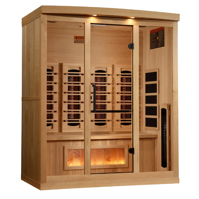 Golden Designs 4-Person Full Spectrum Near Zero EMF Indoor Infrared Sauna + Red Light Therapy & Himalayan Salt Bar | GDI-8040-03