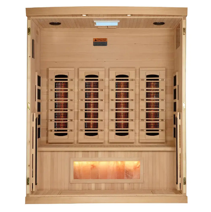 Golden Designs 4-Person Full Spectrum Near Zero EMF Indoor Infrared Sauna + Red Light Therapy & Himalayan Salt Bar | GDI-8040-03