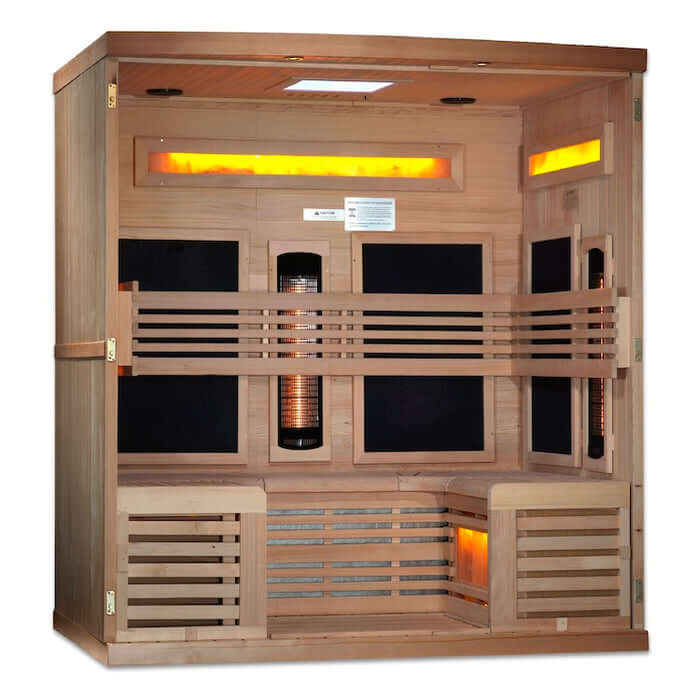 Golden Designs 6-Person Full Spectrum Near Zero EMF Indoor Infrared Sauna + Red Light Therapy | GDI-8260-01