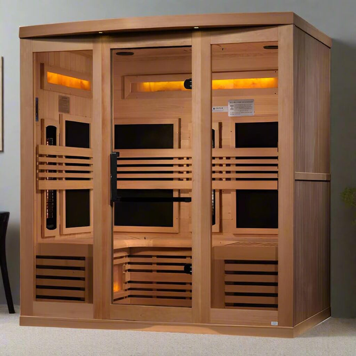 Golden Designs 6-Person Full Spectrum Near Zero EMF Indoor Infrared Sauna + Red Light Therapy | GDI-8260-01