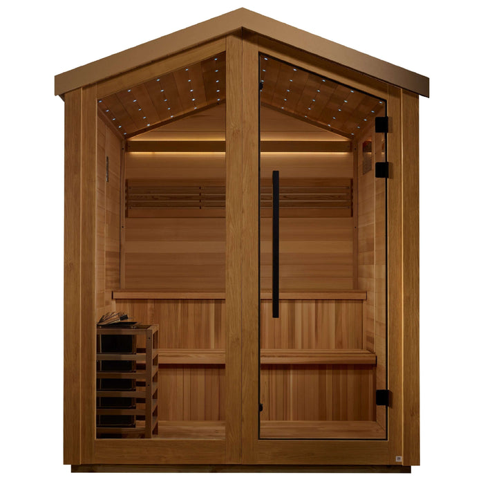Golden Designs Kaarina 6-Person Red Cedar Outdoor Sauna & Harvia Traditional Electric Heater Kit | GDI-8506-02