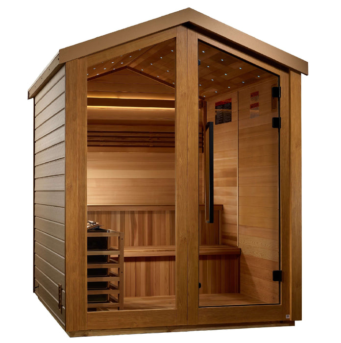 Golden Designs Kaarina 6-Person Red Cedar Outdoor Sauna & Harvia Traditional Electric Heater Kit | GDI-8506-02