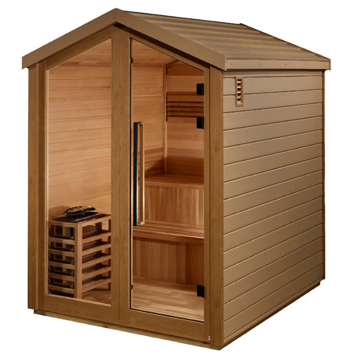 Golden Designs Kaarina 6-Person Red Cedar Outdoor Sauna & Harvia Traditional Electric Heater Kit | GDI-8506-02