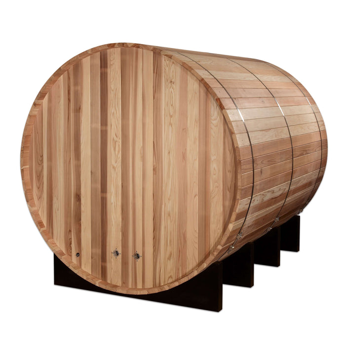 Golden Designs Klosters 6-Person Outdoor Barrel Sauna & Harvia Traditional Electric Heater Kit | GDI-B006-01