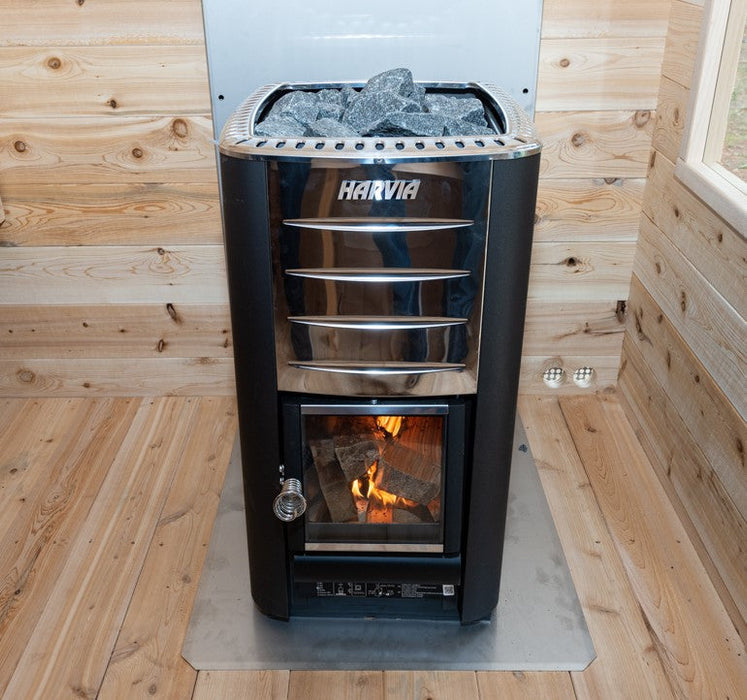 Harvia M3 Wood Burning Stove Package w/ Chimney and Floor Protection and Stones