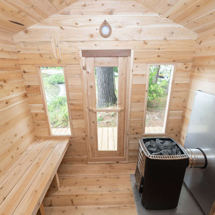 Dundalk Leisurecraft Canadian Timber 6 Person Georgian Outdoor Traditional Cabin Sauna With Porch  | CTC88PW