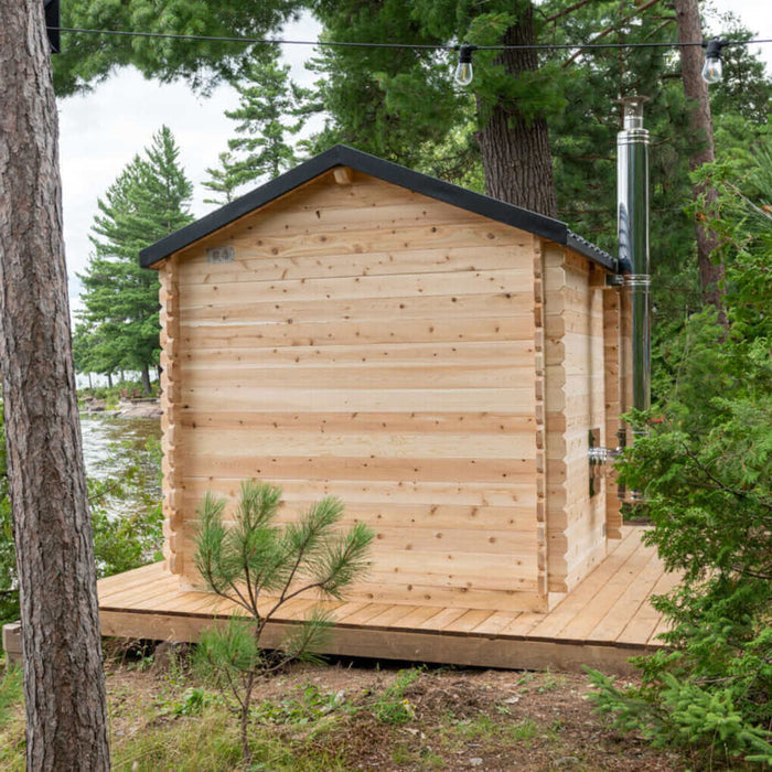 Dundalk Leisurecraft Canadian Timber 6 Person Georgian Outdoor Traditional Cabin Sauna With Porch  | CTC88PW