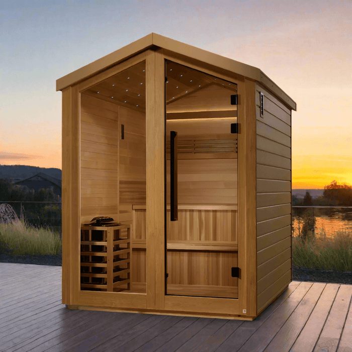 Golden Designs Kaarina 6-Person Red Cedar Outdoor Sauna & Harvia Traditional Electric Heater Kit | GDI-8506-02