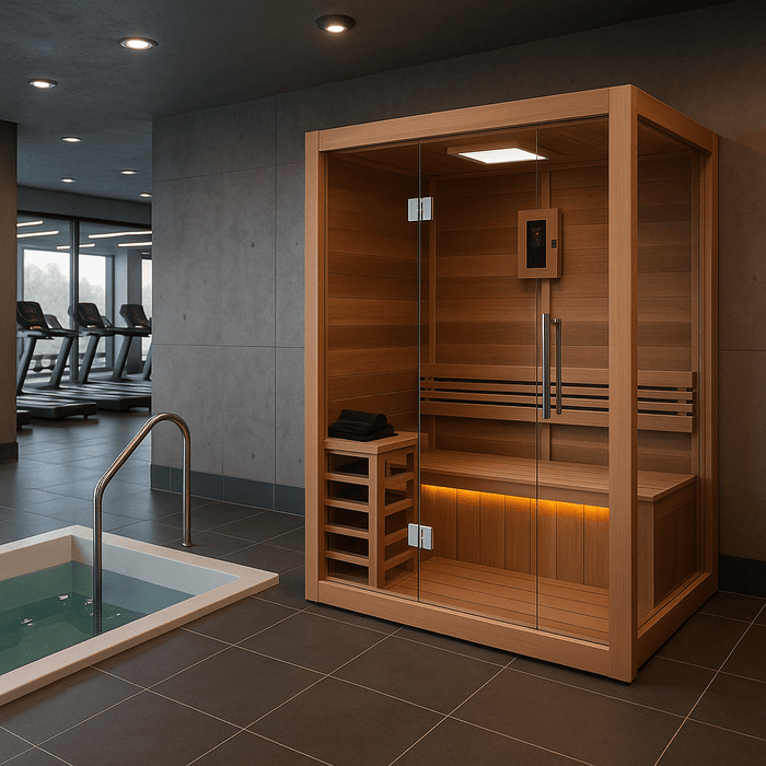 Golden Designs Hanko 3-Person Indoor Traditional Sauna Kit + Red Light Therapy | GDI-7202-01