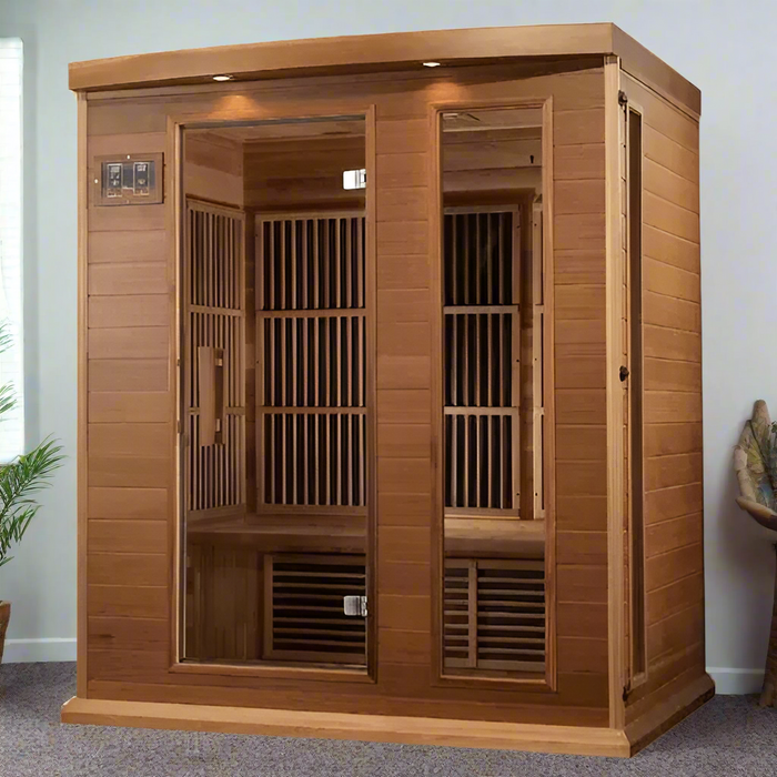 Maxxus 3-Person Low EMF FAR Indoor Infrared Sauna + Red Light Therapy | MX-K306-01-CED
