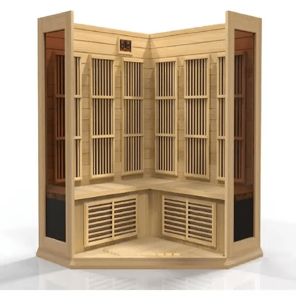 Maxxus 3-Person Corner Low EMF FAR Indoor Infrared Sauna + Red Light Therapy | MX-K356-01