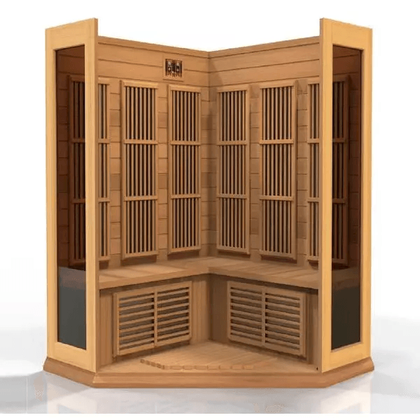 Maxxus 3-Person Corner Low EMF FAR Indoor Infrared Sauna + Red Light Therapy | MX-K356-01-CED
