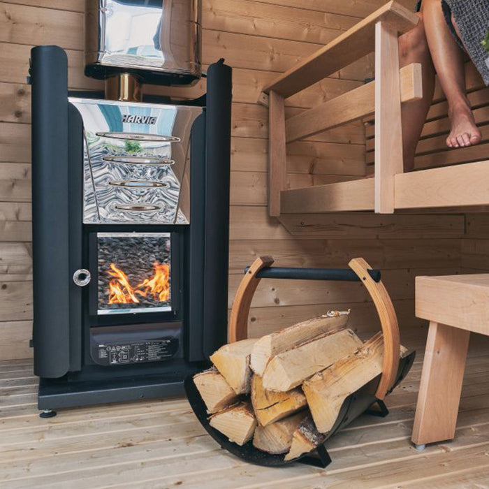 Harvia PRO 26 26kW Wood Burning Stove Package w/ Chimney Kit, Protective Bedding, Sheath, Stones