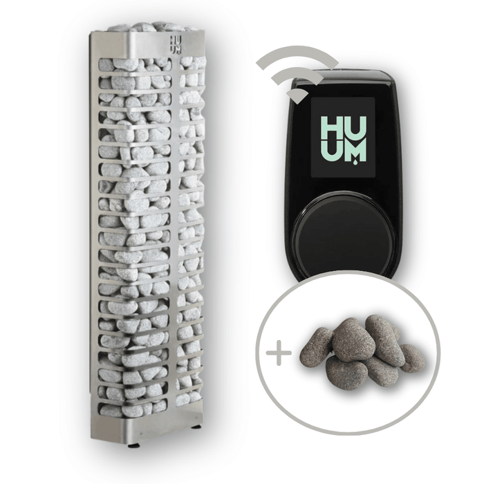 HUUM STEEL Mini 3.5kW 240V Electric Heater Package w/ UKU Wifi Controller and Stones
