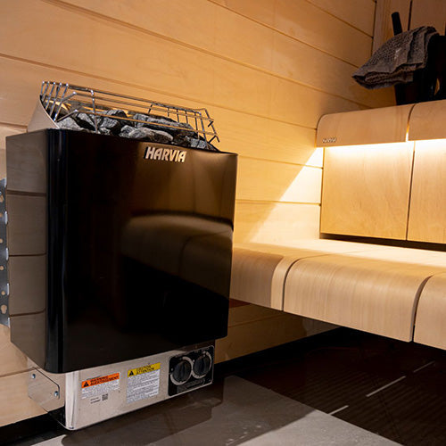 Harvia KIP 240V Electric Sauna Heater w/ Built-In Knob Controls 6/8kW | Black Steel