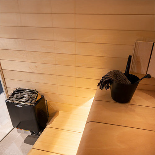 Harvia KIP 240V Electric Heater Package w/ Built-In Knob Controls and Stones | Black Steel