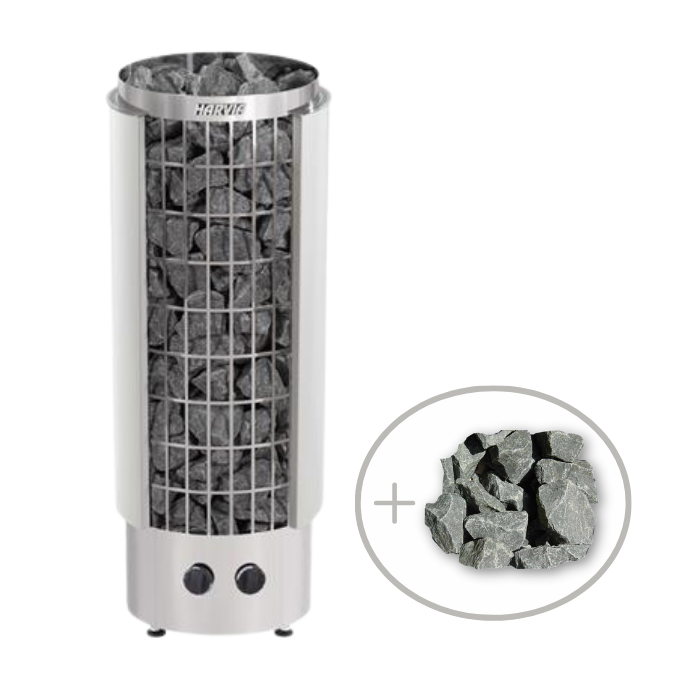 Harvia Cilindro Half Series 240V Electric Heater w/ Built-In Knob Controls and Stones
