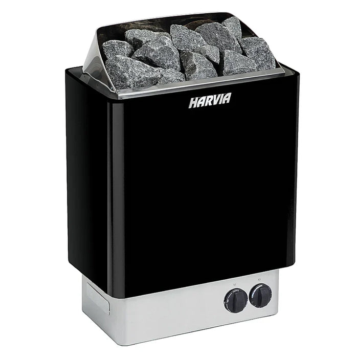 Harvia KIP 240V Electric Sauna Heater w/ Built-In Knob Controls 6/8kW | Black Steel