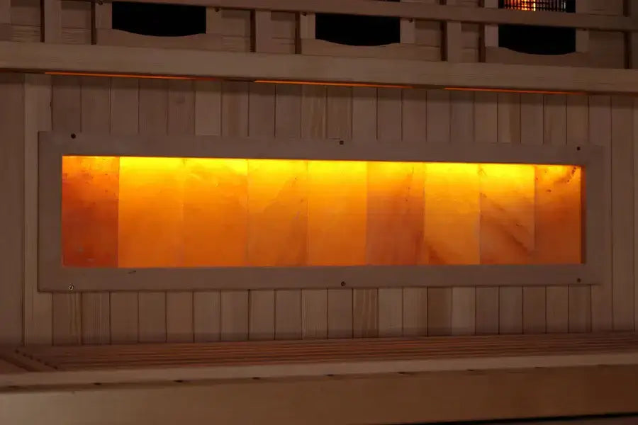 Golden Designs 4-Person Full Spectrum Near Zero EMF Indoor Infrared Sauna + Red Light Therapy & Himalayan Salt Bar | GDI-8040-03