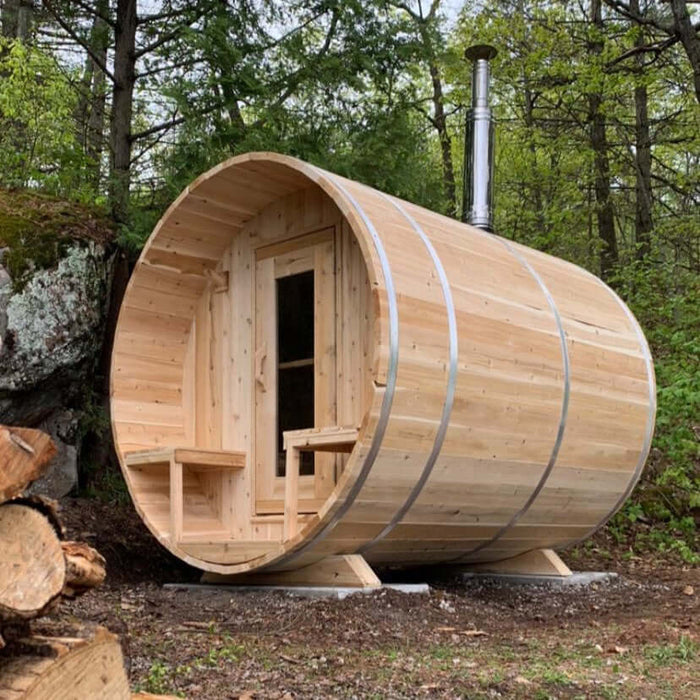 Dundalk Leisurecraft Canadian Timber 4 Person Serenity Outdoor Traditional Barrel Sauna | CTC2245W
