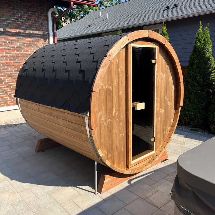 SaunaLife 2-4 Person 5' Long Outdoor Traditional Barrel Sauna  | Ergo Model E6