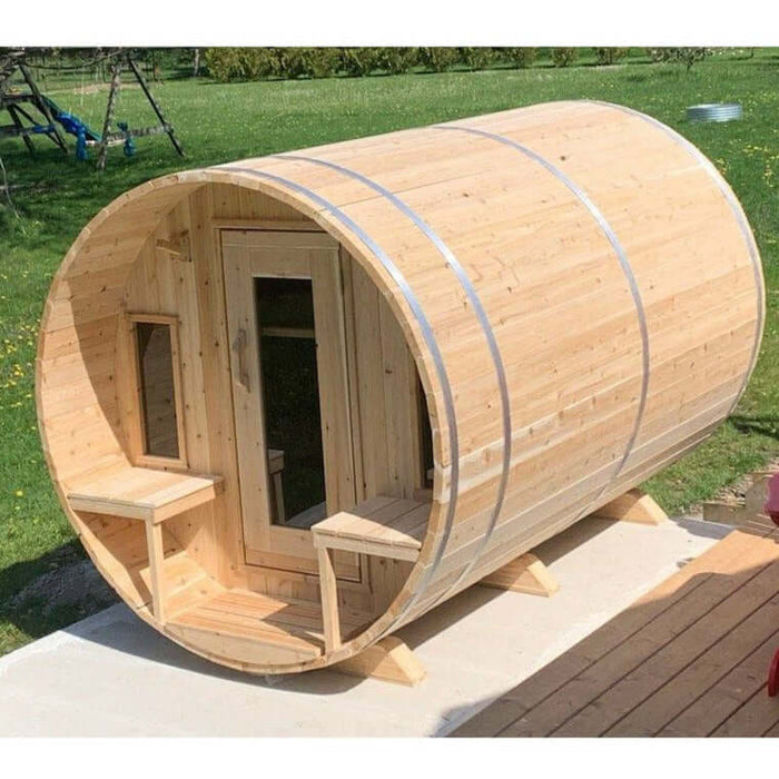 Dundalk Leisurecraft Canadian Timber 6 Person Tranquility Outdoor Traditional Barrel Sauna | CTC2345W