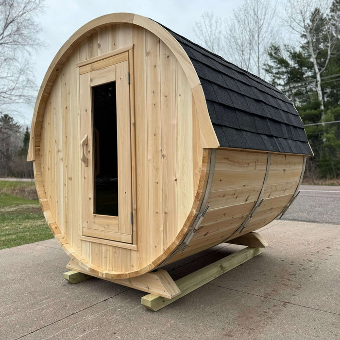 Dundalk Leisurecraft Canadian Timber 4 Person Harmony Outdoor Traditional Barrel Sauna | CTC22W