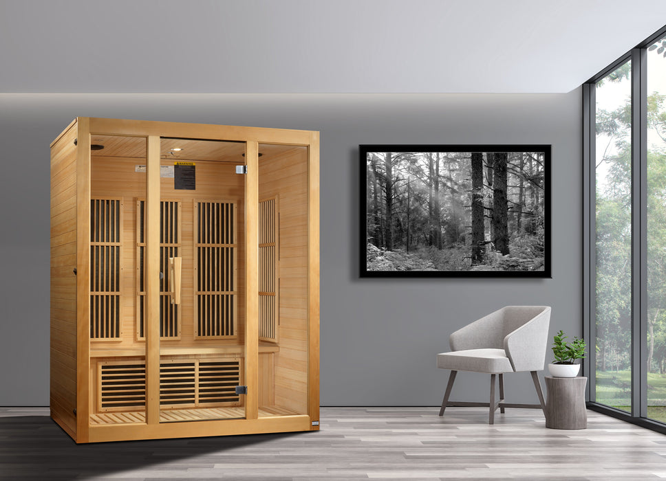 Maxxus Bellevue 3-Person Low EMF FAR Indoor Infrared Sauna + Red Light Therapy | MX-J306-01