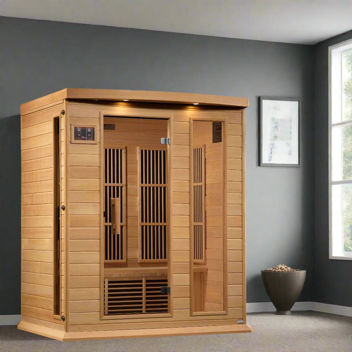 Maxxus 3-Person Low EMF FAR Indoor Infrared Sauna + Red Light Therapy | MX-K306-01
