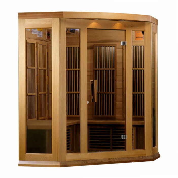 Maxxus 3-Person Corner Low EMF FAR Indoor Infrared Sauna + Red Light Therapy | MX-K356-01-CED