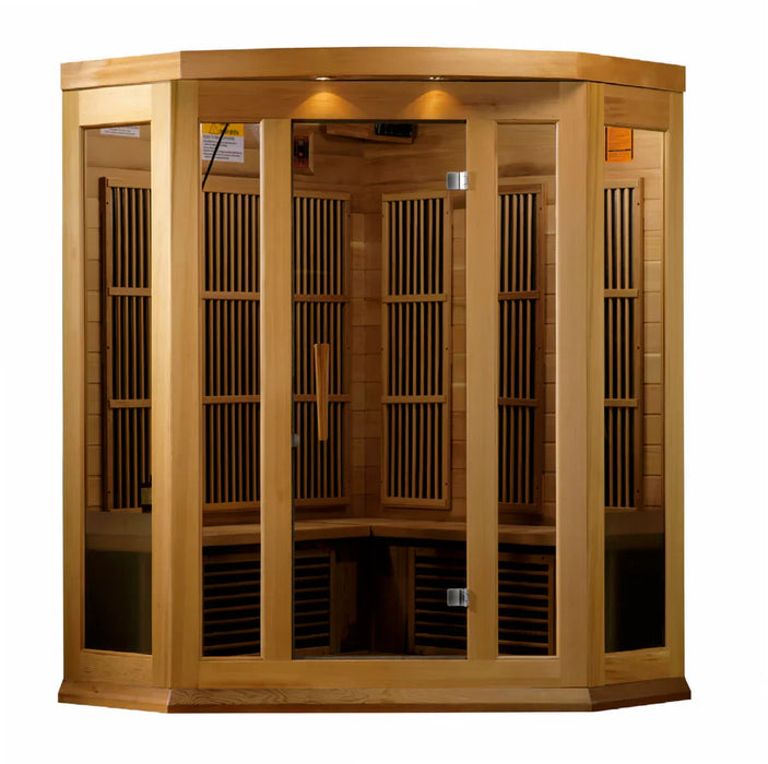 Maxxus 3-Person Corner Low EMF FAR Indoor Infrared Sauna + Red Light Therapy | MX-K356-01-CED