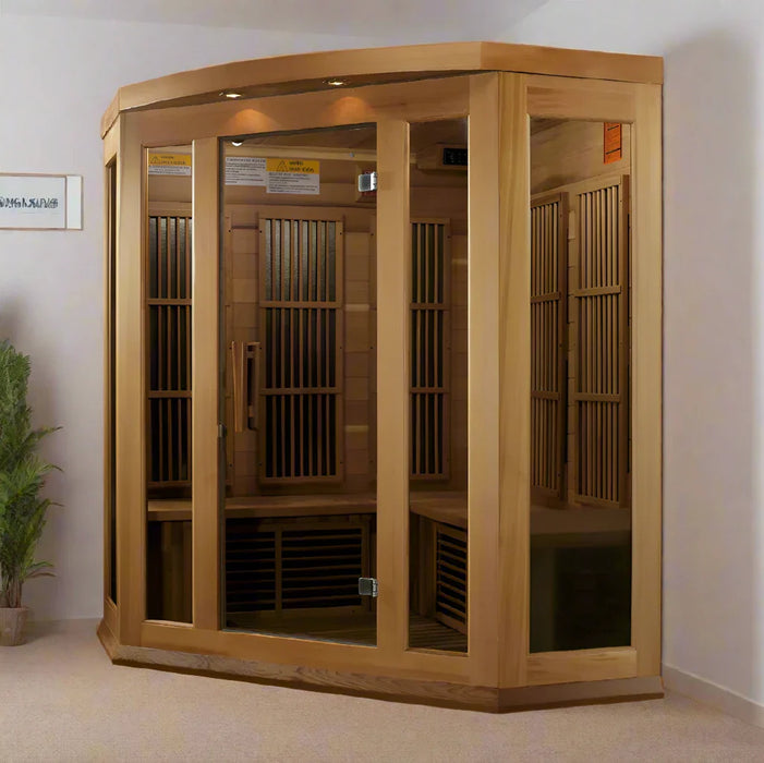 Maxxus 3-Person Corner Low EMF FAR Indoor Infrared Sauna + Red Light Therapy | MX-K356-01-CED