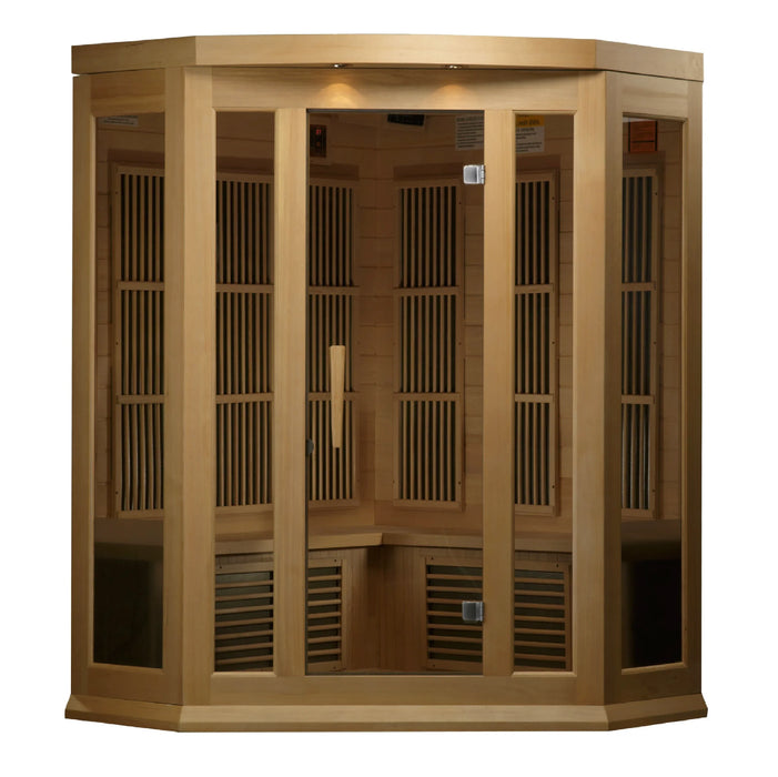 Maxxus 3-Person Corner Low EMF FAR Indoor Infrared Sauna + Red Light Therapy | MX-K356-01